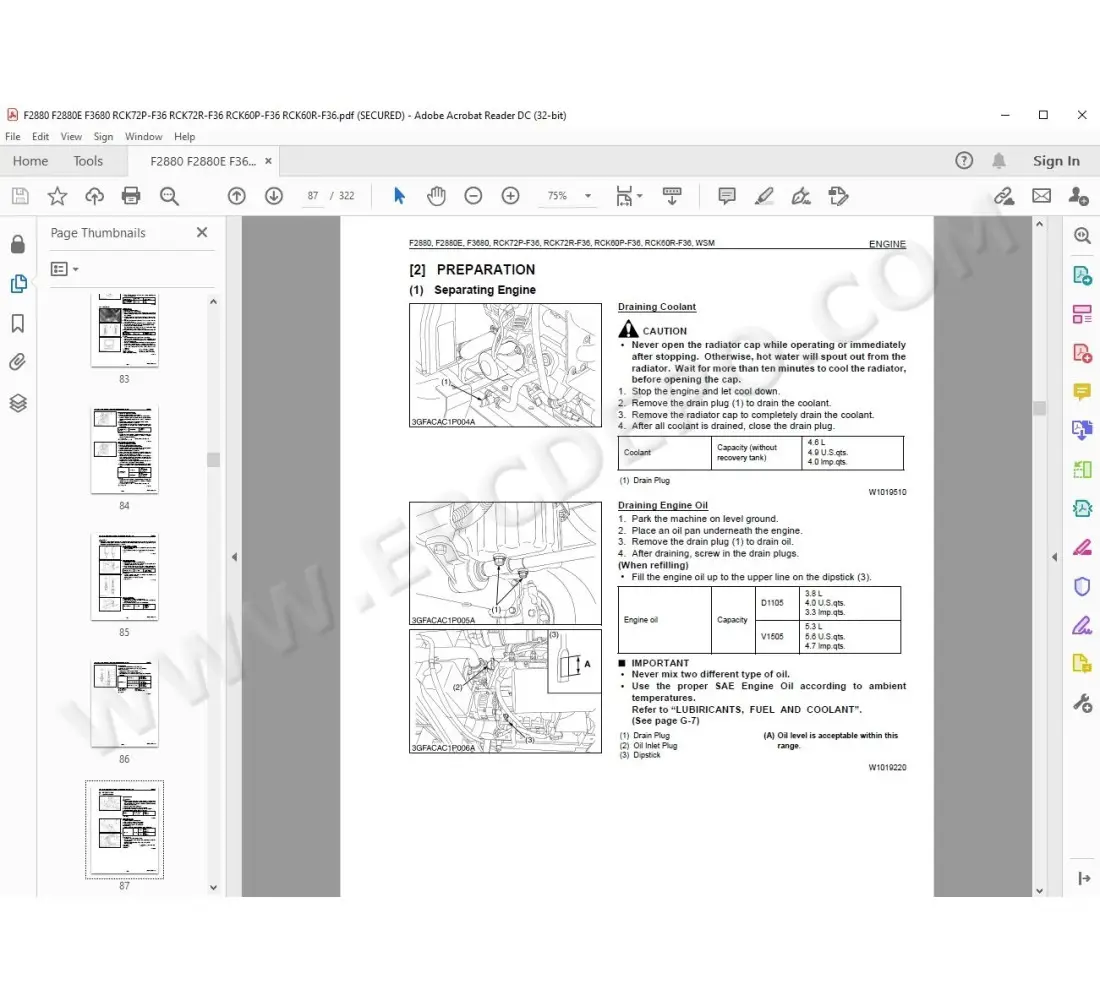 Kubota Mower RCK72R-F36 RCK60P-F36 service manual